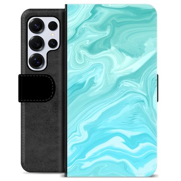 Samsung Galaxy S25 Ultra Premium Plånboksfodral - Blå Marmor