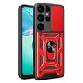 Samsung Galaxy S25 Ultra Hybrid Skal med Roterande Ring med Kameraskydd - Röd