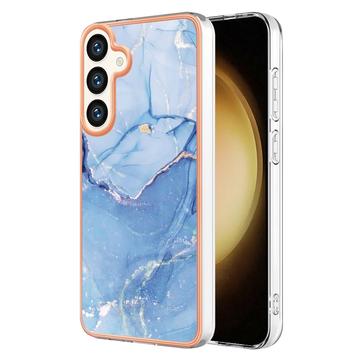 Samsung Galaxy S25+ Marble Pattern Elektropläterat IMD TPU Skal - Blå