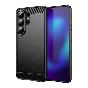 Samsung Galaxy S26 Ultra Borstat TPU Skal - Kolfiber - Svart