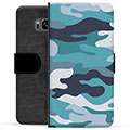 Samsung Galaxy S8 Premium Plånboksfodral - Blå Kamouflage