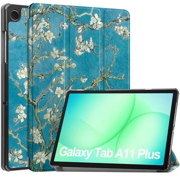 Samsung Galaxy Tab A11+ Tri-Fold Series Smart Folio Fodral - Vita blommor