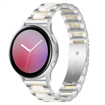 Samsung Galaxy Watch4/Watch4 Classic Armband i Rostfritt Stål - Pärla Vit / Silver