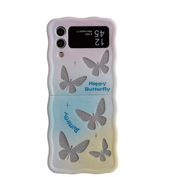 Samsung Galaxy Z Flip4 Glitter Wavy Edge TPU Skal - fjärilar