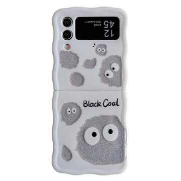 Samsung Galaxy Z Flip4 Glitter Wavy Edge TPU Skal - Söt kol