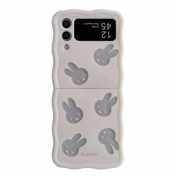 Samsung Galaxy Z Flip4 Glitter Wavy Edge TPU Skal - Kaniner