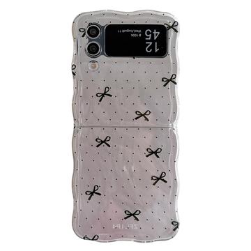 Samsung Galaxy Z Flip4 TPU-fodral med elegant vågig kant - svarta bågar