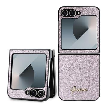 Samsung Galaxy Z Flip6/Z Flip7 FE Guess Glitter Flakes Metal Logo Hybridskal - Rosa