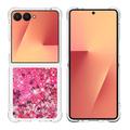 Samsung Galaxy Z Flip7 Glitter Quicksand TPU-skal - Rosa hjärtan