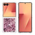 Samsung Galaxy Z Flip7 Glitter Quicksand TPU-skal - Roséguldhjärtan
