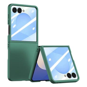 Samsung Galaxy Z Flip7 Plastskal med yttre skärmskydd i härdat glas - Mörkgrön