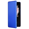 Samsung Galaxy Z Fold3 5G Flipfodral - Kolfiber - Blå