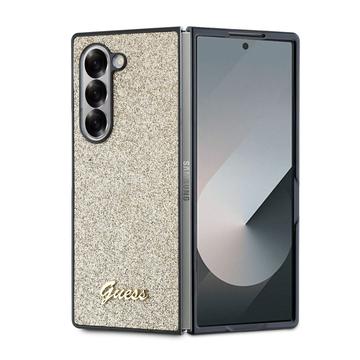 Samsung Galaxy Z Fold6 Guess Glitter Flakes Metal Logo Hybridskal - Guld