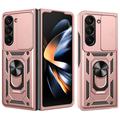 Samsung Galaxy Z Fold7 Hybrid Skal med Roterande Ring med Kameraskydd - Roséguld