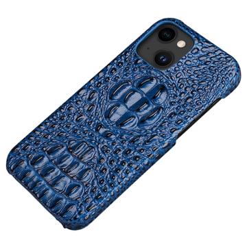 Luxury Crocodile iPhone 14 Plus Läderbeklätt Skal - Blå