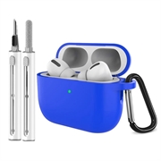 AirPods Pro 3 Silikonfodral med karbinhake och rengöringspenna - Blå