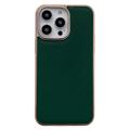 Silky Serie iPhone 14 Pro Max Läderbeklätt Skal - Grön