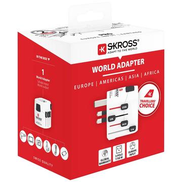 Skross 4-i-1 World Travel Adapter Pro - Vit