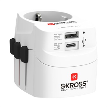 Skross Pro Light Världs Reseadapter med USB-C, USB-A - 1750W