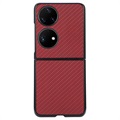 Huawei P50 Pocket Slim Skal - Kolfiber - Röd