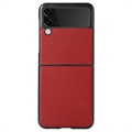 Samsung Galaxy Z Flip3 5G Slim Skal - Äkta Läder - Röd
