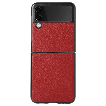 Samsung Galaxy Z Flip3 5G Slim Skal - Äkta Läder - Röd