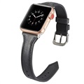 Apple Watch Series 7/SE/6/5/4/3/2/1 Slim Armband I Läder - 41mm/40mm/38mm - Svart