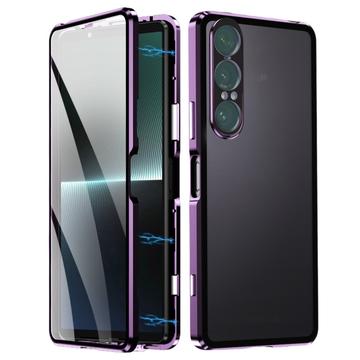Sony Xperia 1 VII Magnetiskt fodral med härdat glas - Lila