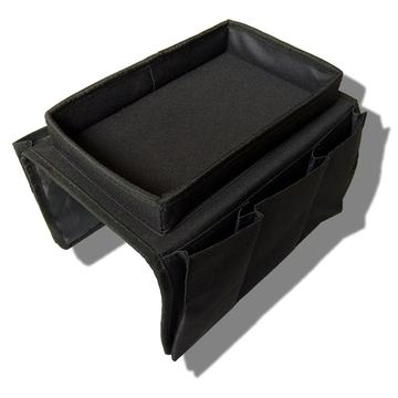 Platsbesparande organisatör för soffarmstöd med flera fickor - Svart