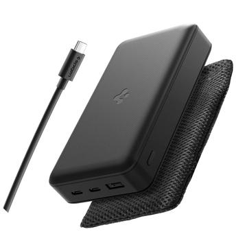 Spigen EA3030 Powerbank 30000mAh med 2x USB-C & USB-A-portar - Svart