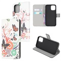 Style Series iPhone 13 Mini Plånboksfodral - Fjärilar / Cirklar
