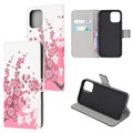 Style Series iPhone 13 Mini Plånboksfodral - Rosa Blommor