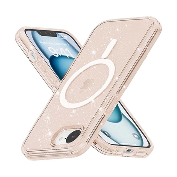 iPhone 16e Stylish Glitter Series Hybrid Skal - MagSafe-kompatibel - Guld
