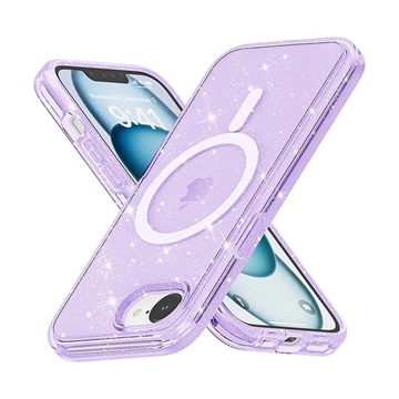 iPhone 16e Stylish Glitter Series Hybrid Skal - MagSafe-kompatibel - Lila