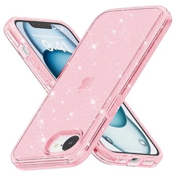 iPhone 16e Stylish Glitter Series Hybrid Skal - Rosa
