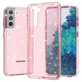 Samsung Galaxy S21 5G Stylish Glitter Series Hybrid Skal - Rosa