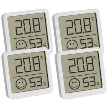 TFA Digital Thermo-Hygrometer med Comfort Zone Display - 4 st. - Vit