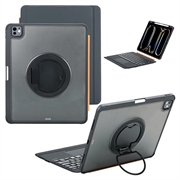 iPad Air 13 2024/2025/iPad Pro 12.9 2018/2020/2021/2022 TU3609 Bakgrundsbelyst magnetiskt tangentbordsfodral med 360-roterande stativ - Svart