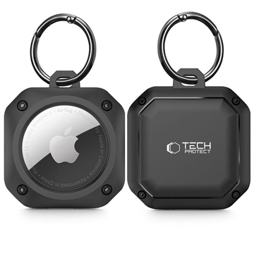 Tech-Protect Rough Pro Apple AirTag 1/2 Silikonfodral med Nyckelring - Svart