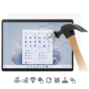 Microsoft Surface Pro 10 Härdat Glas Skärmskydd - 9H, 0.3mm - Case Friendly  - Klar
