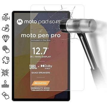 Motorola Moto Pad 60 Pro Skärmskydd av härdat glas - 9H - Case Friendly - Genomskinlig