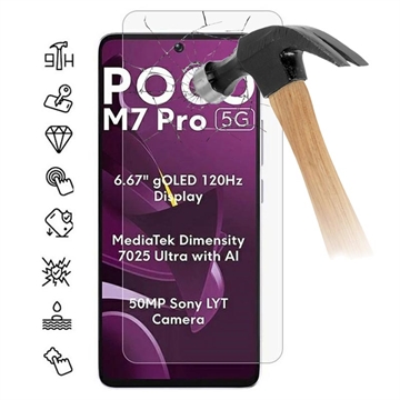 Xiaomi Poco M7 Pro 5G Härdat Glas Skärmskydd - Case Friendly - Genomskinlig