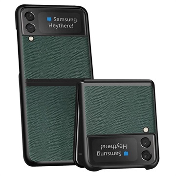 Textured Samsung Galaxy Z Flip3 5G Hybrid Skal - Grön