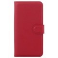 Samsung Galaxy S6 Strukturerad Plånbok Väska - Röd