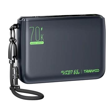 Tranyoo T-L7 70000mAh Powerbank - 65W PD, 2x USB-A, 2x USB-C - Svart