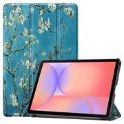 Samsung Galaxy Tab S10 Lite Tri-Fold Series Smart Folio Fodral - Vita blommor