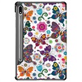Tri-Fold Series Samsung Galaxy Tab S7 FE Smart Foliofodral - Fjärilar / Blommor