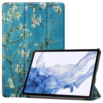 Samsung Galaxy Tab S9 Tri-Fold Series Smart Foliofodral - Vit Blommor