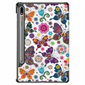 Tri-Fold Series Samsung Galaxy Tab S7/S8 Smart Foliofodral - Fjärilar / Blommor