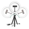 UN-205 8" LED-ringljus med stativ och telefonhållare Selfie-cirklampa för YouTube-videofotografering Makeup